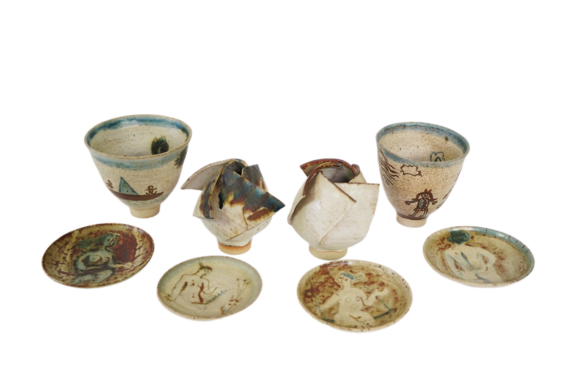 Eric James Mellon (1925-2014): A small group of elm ash glazed studio pottery